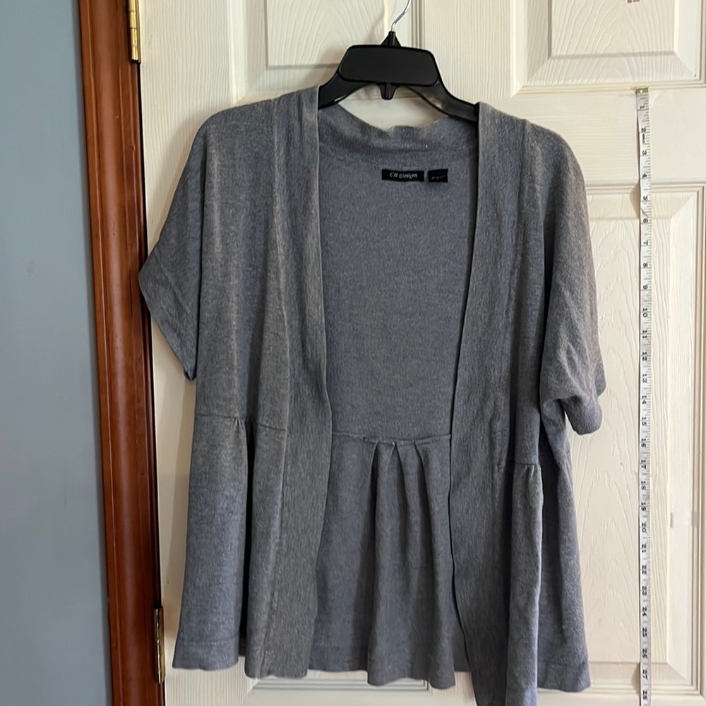 CB design-L-light gray-open ,short sleeve ,cardigan sweater